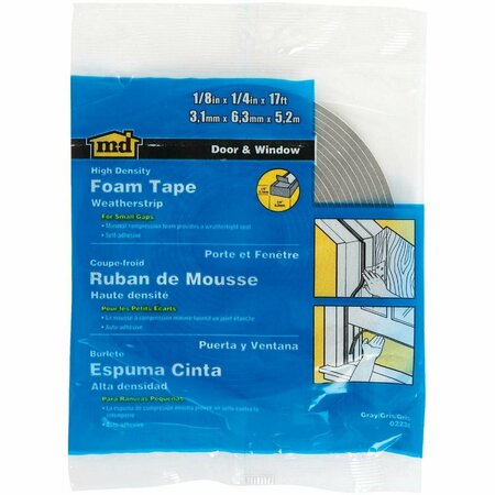 M-D 1/4in. W x 1/8in. T x 17' L Gray Foam Weatherstrip Tape 02238